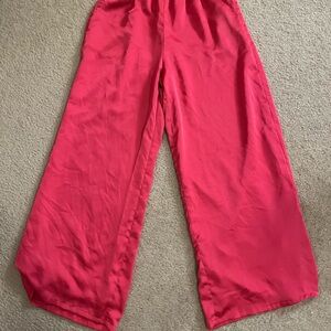 Pink Satin Wide-Leg Pants | Drygoods
